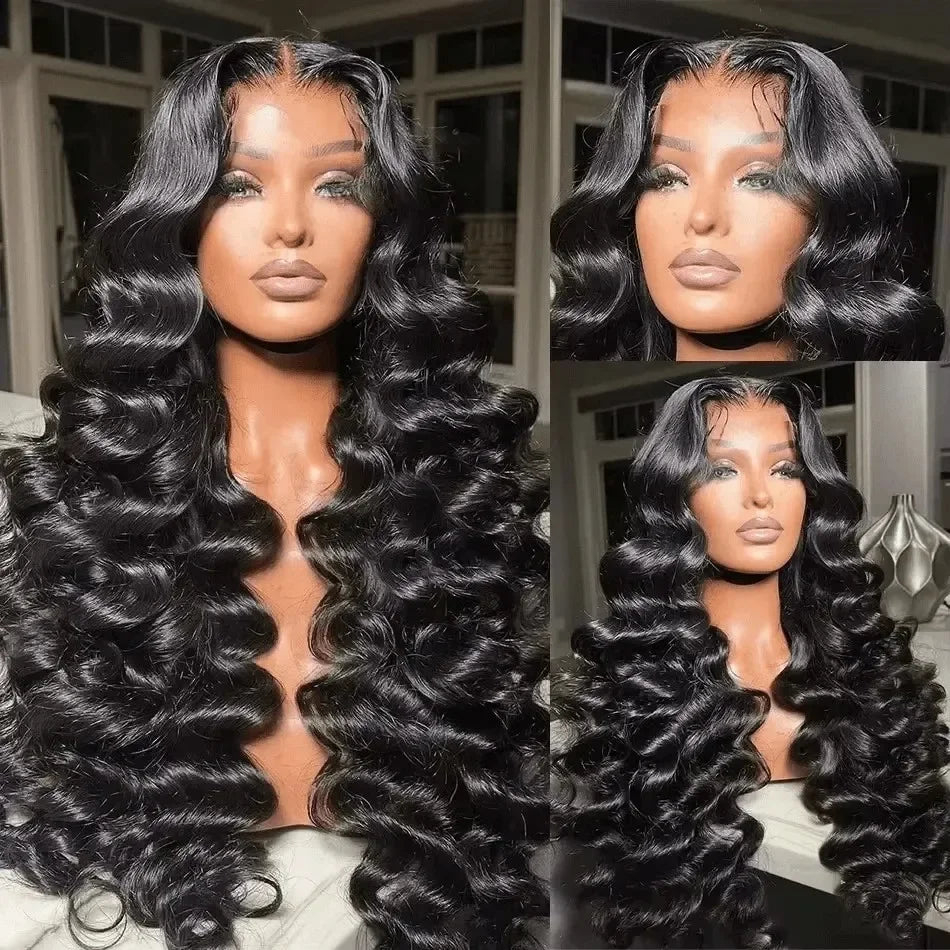 40Inch 13x6 Curly Water Loose Wave Lace Front Human Hair Wigs 220 Density Burmese 13x4 HD Transparent Lace Frontal Wig For Women