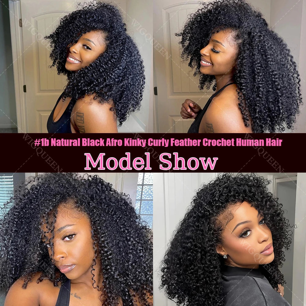 427 Highlight Feather Crochet Human Hair Extension For Braid Kinky Curly Pre-Separated Knotless Small Spirals Curly Crochet Hair