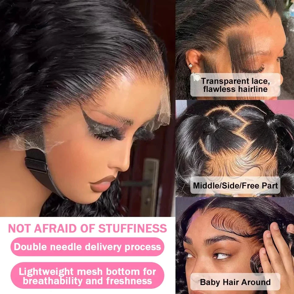 40Inch 13x6 Curly Water Loose Wave Lace Front Human Hair Wigs 220 Density Burmese 13x4 HD Transparent Lace Frontal Wig For Women