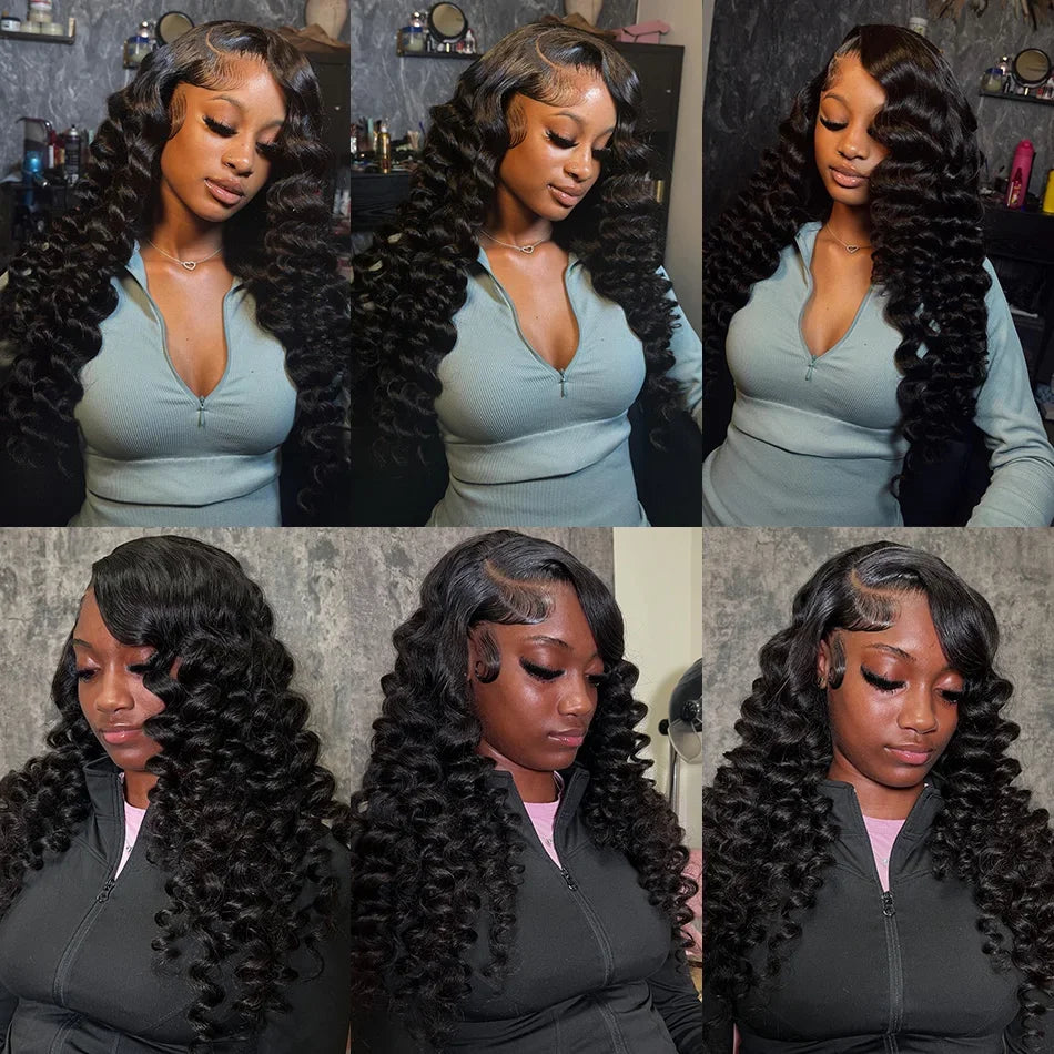 40Inch 13x6 Curly Water Loose Wave Lace Front Human Hair Wigs 220 Density Burmese 13x4 HD Transparent Lace Frontal Wig For Women