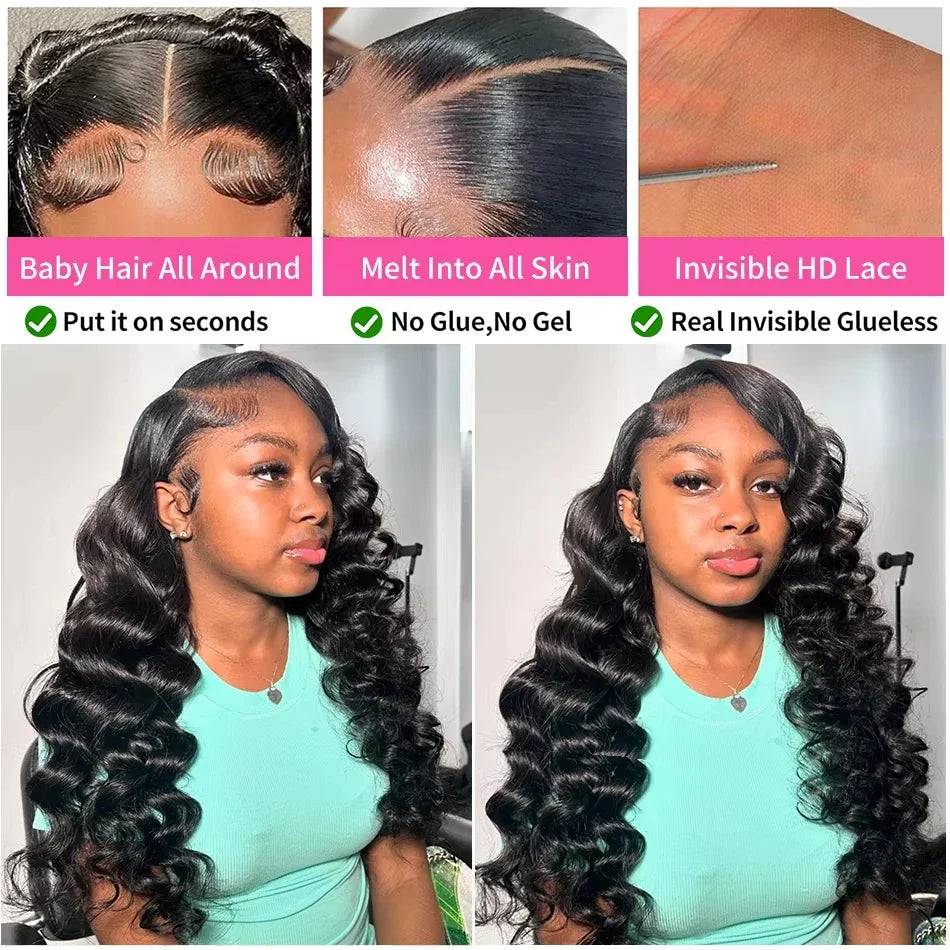 40Inch 13x6 Curly Water Loose Wave Lace Front Human Hair Wigs 220 Density Burmese 13x4 HD Transparent Lace Frontal Wig For Women