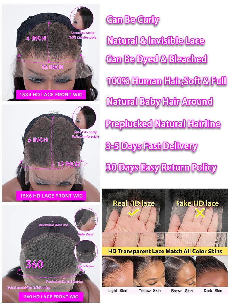 30 40 Inch Bone Straight Hd Transparent 13x6 Pre Plucked Lace Frontal Wig 13x4 360 Hd Lace Front Human Hair Wigs For Black Women