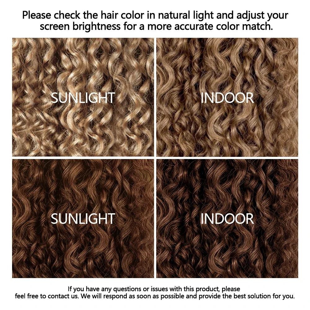 Brown Kinky Curly Crochet Hair PreSeparated Burmese Curly Feather Crochet Human Hair Extensions Seamless Invisible For Braiding