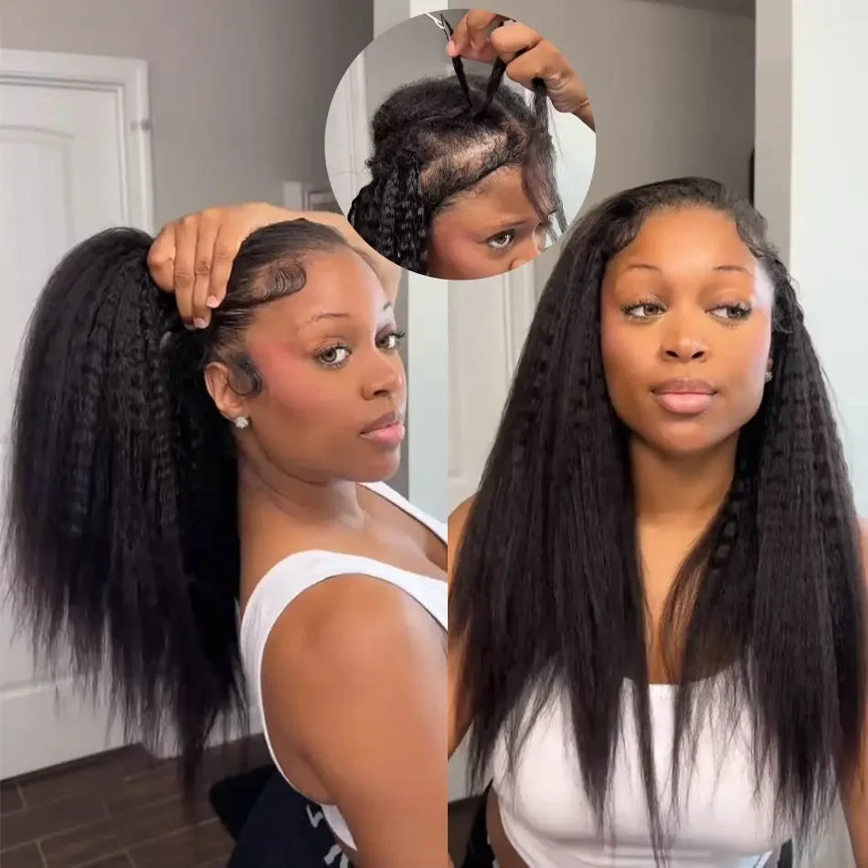 Kinky Straight Crochet Human Hair Pre Looped Feather Real Human Hair Extensions Reusable Invisible Pre-Separated Knotless